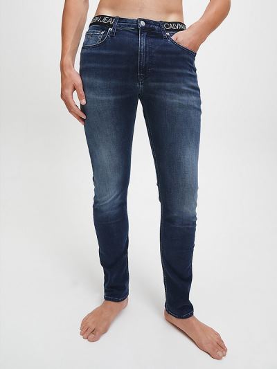 Calvin Klein Ruhák HU189974 | Calvin Klein Logo Waistband Férfi Farmernadrág Kék / Fekete